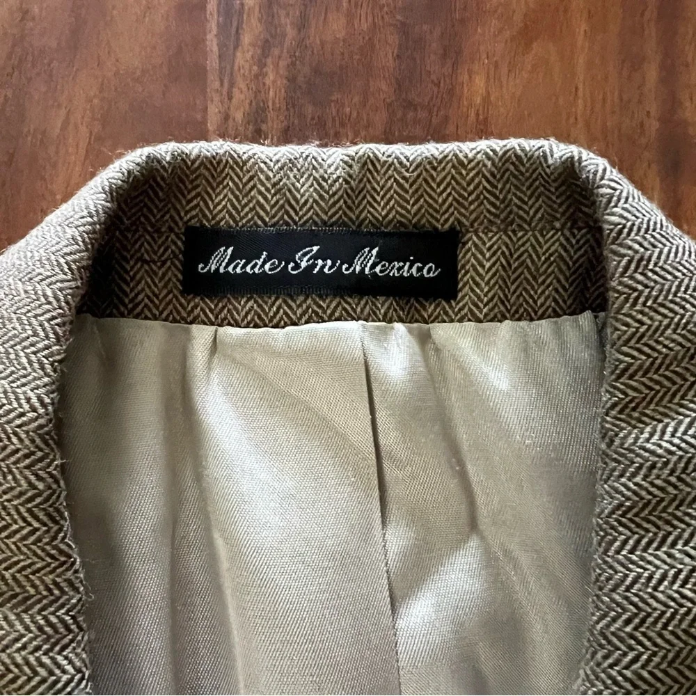 Lauren Ralph Lauren Mens Brown Herringbone Wool Sports Coat Blazer 40R